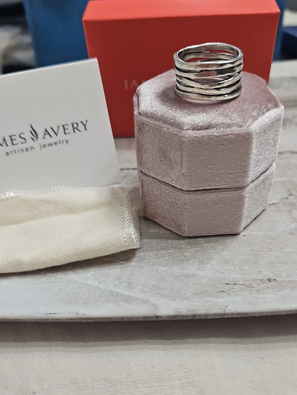 James Avery Retired 925 Sterling Silver 5 Hammer Stacked Hammered Ring